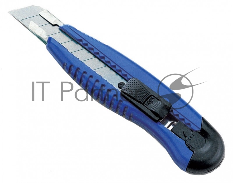 Нож канцелярский Kw-Trio 3713blue, ширина лезвия 18 мм, усиленный 2 сменных лезвия, металл, синий, блистер