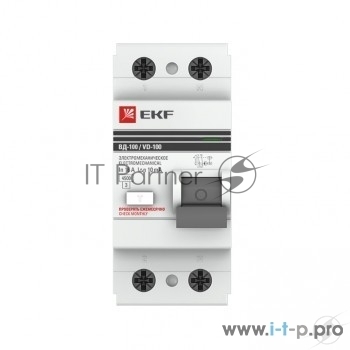 Выключатель дифференциального тока (УЗО) EKF elcb-2-25-30-em-pro УЗО ВД-100 2P 25А/30мА (электромеханическое) EKF PROxima