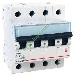 LEGRAND 404076 Выключатель автоматический четырехполюсный 63А C  TX3 6кА (404076)