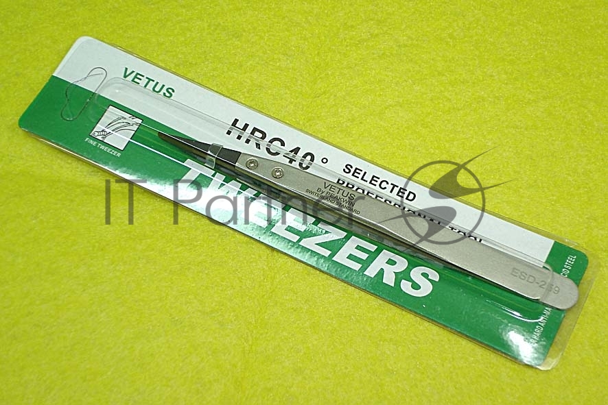 Пинцет Vetus ESD-259 антистатический, прямой, черный 130 мм