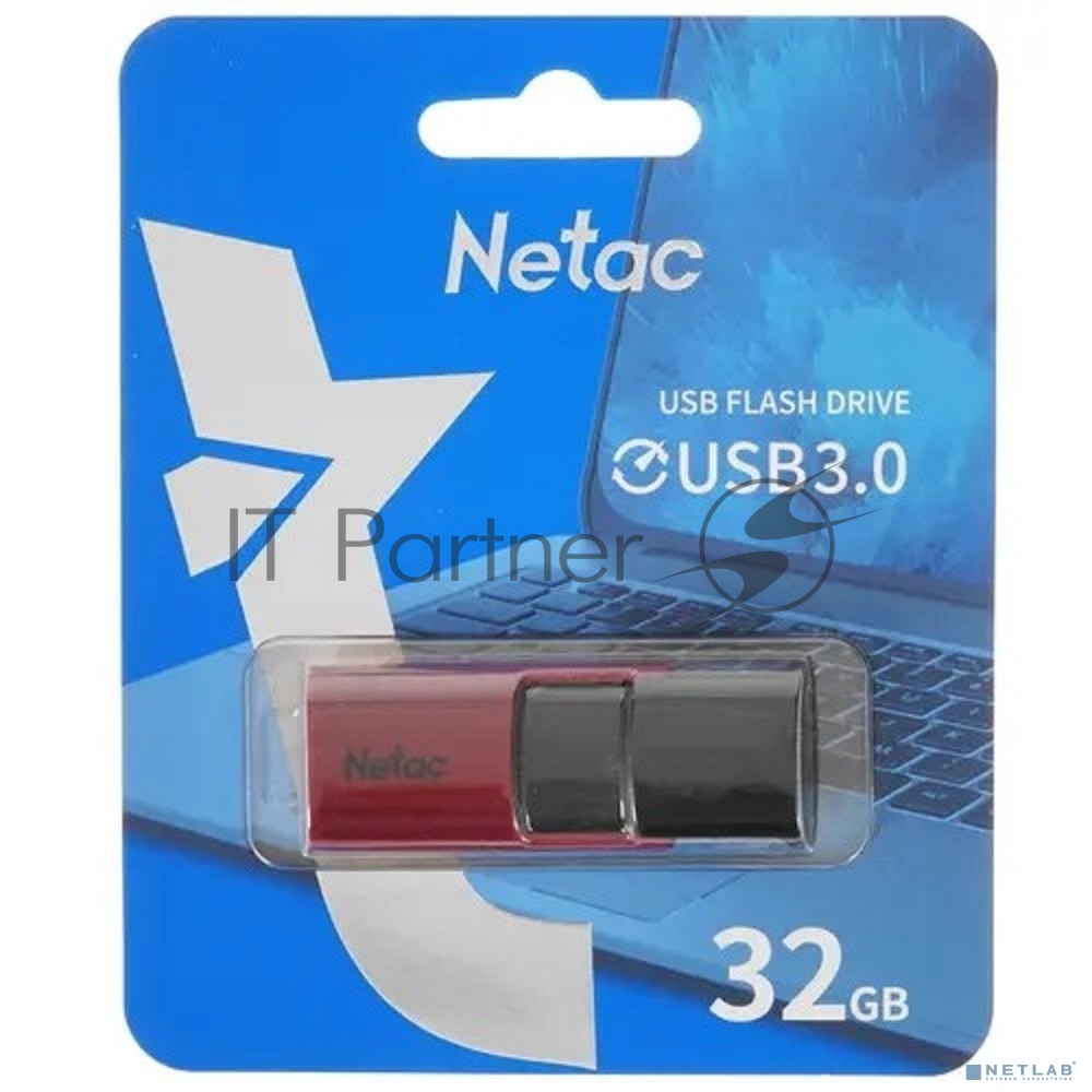 Флешка USB Netac U182 (NT03U182N-032G-30RE), 32Gb, USB 3.0, R/W 70/30, черный/красный