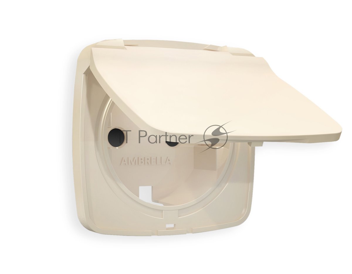 Лицевая панель OMEGA (Бежевый матовый) для электрической розетки с/з со шторками и крышкой IP44 QUANT OP3280
