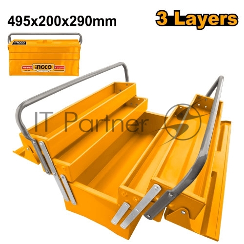 Ящик для инструментов Ingco HTB02,495200209мм, 3 уровня, металл