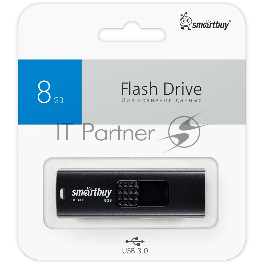 Флешка USB Smartbuy Fashion black (SB008GB3FSK), 8Gb, USB 3.0, R/W 100/60, черный