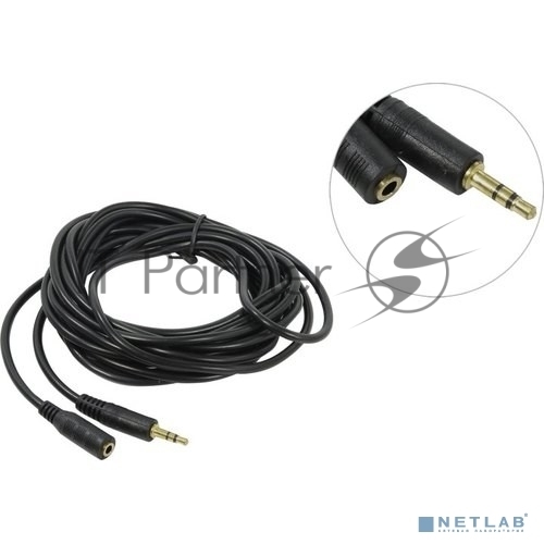 Exegate EX205310RUS Удлинитель звуковой (3.5mm Jack M - 3.5mm Jack F) 5м Exegate, позолоченные разъемы