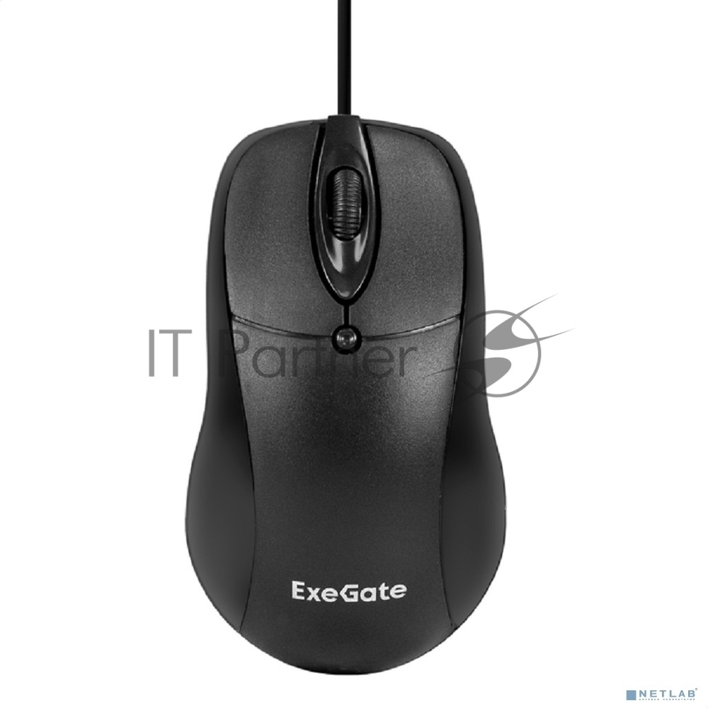 Exegate EX298195RUS Мышь ExeGate Professional Standard B100 (USB, оптическая, 1000dpi, 3D, 3 кнопки и колесо прокрутки, длина кабеля 1,5м, черная, Color Box)