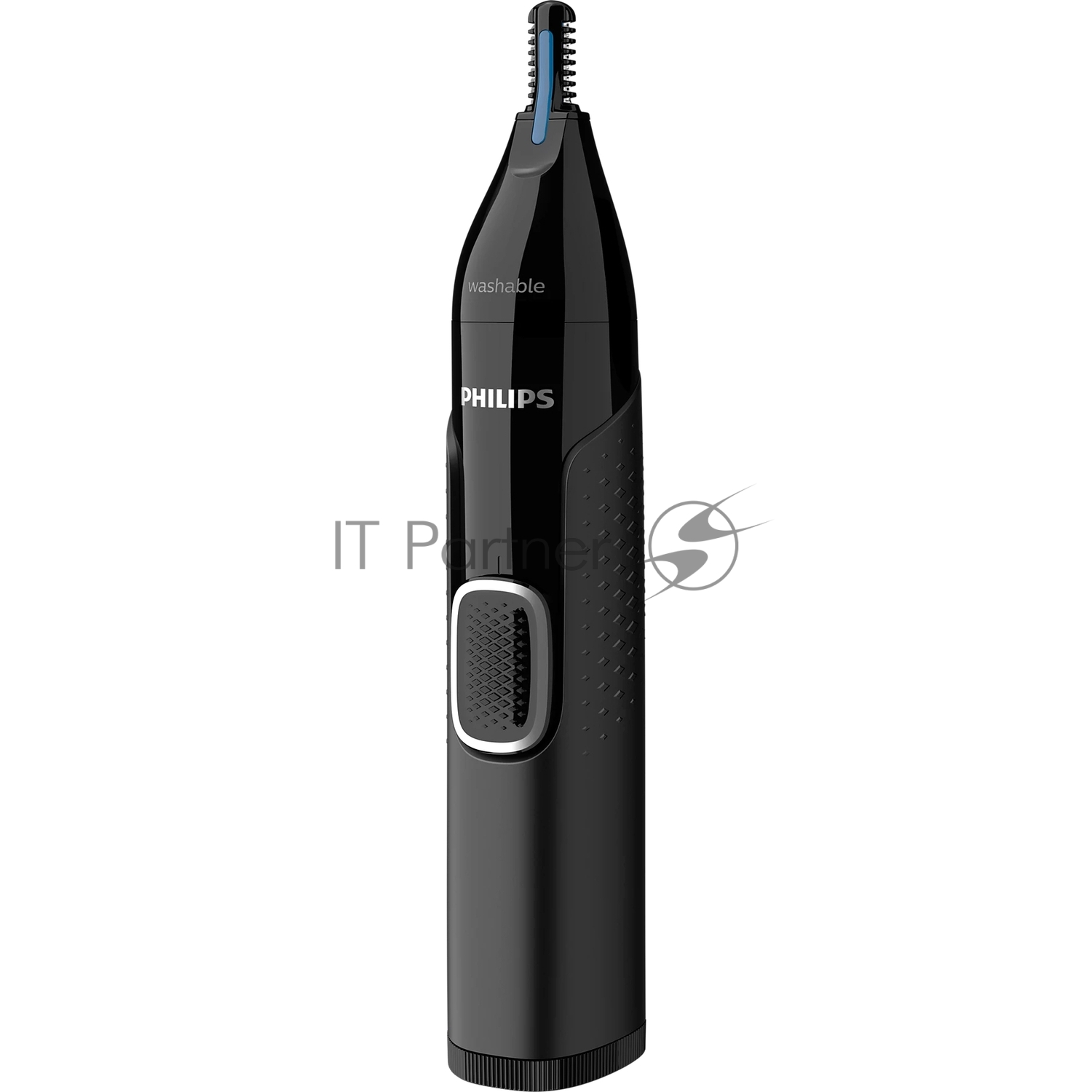 Триммер Philips для носа и ушей, черный, корпус - пластик, 3 насадки-гребня, насадка - триммер, щеточка для очистки, мягкий чехол, батарейка