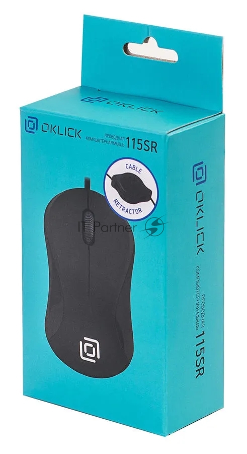 Мышь проводная Oklick 115SR черный, 1000 dpi, USB, кнопки - 3