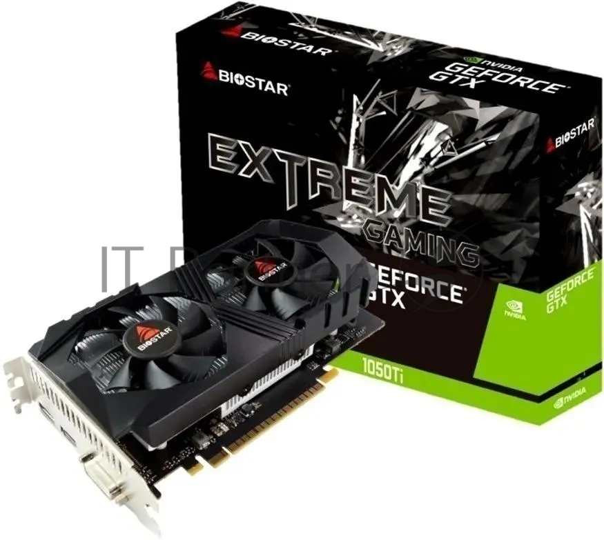 Видеокарта Biostar GeForce GTX 1050 Ti, 4 GB GDDR5, 128 bit, DVI-D, DisplayPort, HDMI, GPU 1291 MHz