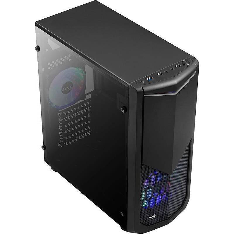 Корпус Aerocool Tomahawk A (3xUSB, 2xAudio, 0.6 мм, 120 мм FAN, прозрачная стенка-акрил, ATX, VX Plus 600)
