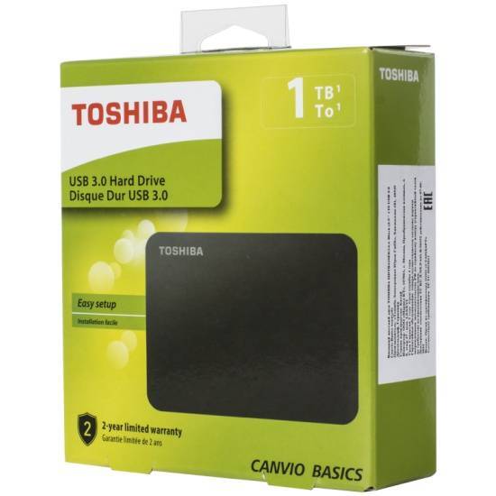 Внешние HDD и SSD/ Portable HDD 1TB Toshiba Canvio Basics 2022 (Black), USB 3.2 Gen1, 109x78x14mm, 149g /12 мес./