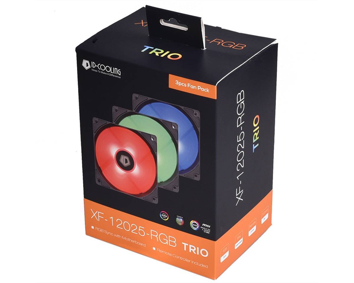 Вентилятор для корпуса комплект 3-in-1 ID-Cooling XF-12025-RGB-TRIO Black 120×120×25mm x3PCS RGB подсветка, пульт д/у