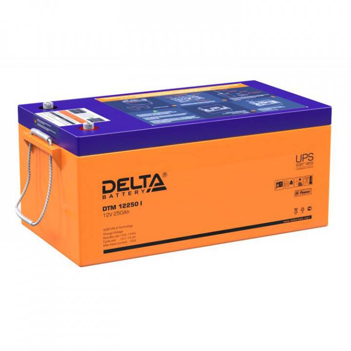 Аккумуляторная батарея Delta DTM 12250 I 12В/250Ач, клемма Болт М8 (520х269х222мм (225мм); 73кг; Срок службы 10-12лет; Г