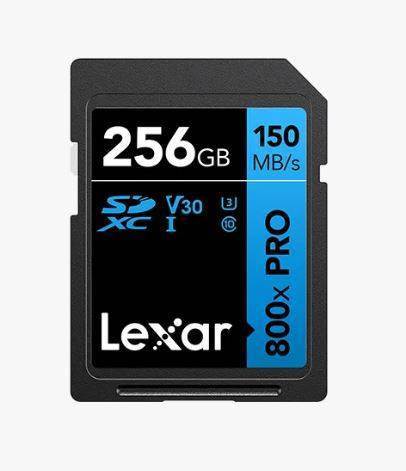 LSD0800P256G-BNNNG Флеш карта SD 256GB Lexar Professional 800x PRO SDXC UHS-I U3 V30 C10,  150/45  Mb/s