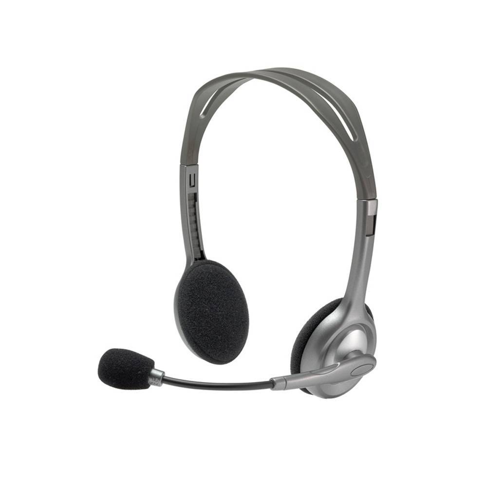 Logitech Гарнитура H110 Stereo Headset, накладные, 3.5 мм, 1.8 м, серебристый.