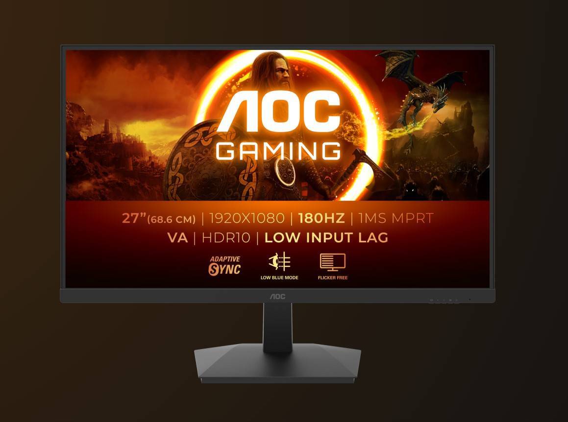 МОНИТОР 27" AOC 27G15N2 Black (VA, 1920x1080, 180Hz, 1 ms, 178°/178°, 300 cd/m, 3000:1, +HDMI 2.0, +DisplayPort 1.4)
