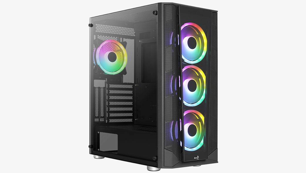 Корпус Aerocool Prism-G-BK-v2 Black Mid Tower (ATX/micro ATX/mini-ITX, Steel, 4x120mm FAN FRGB) (4711099471768)