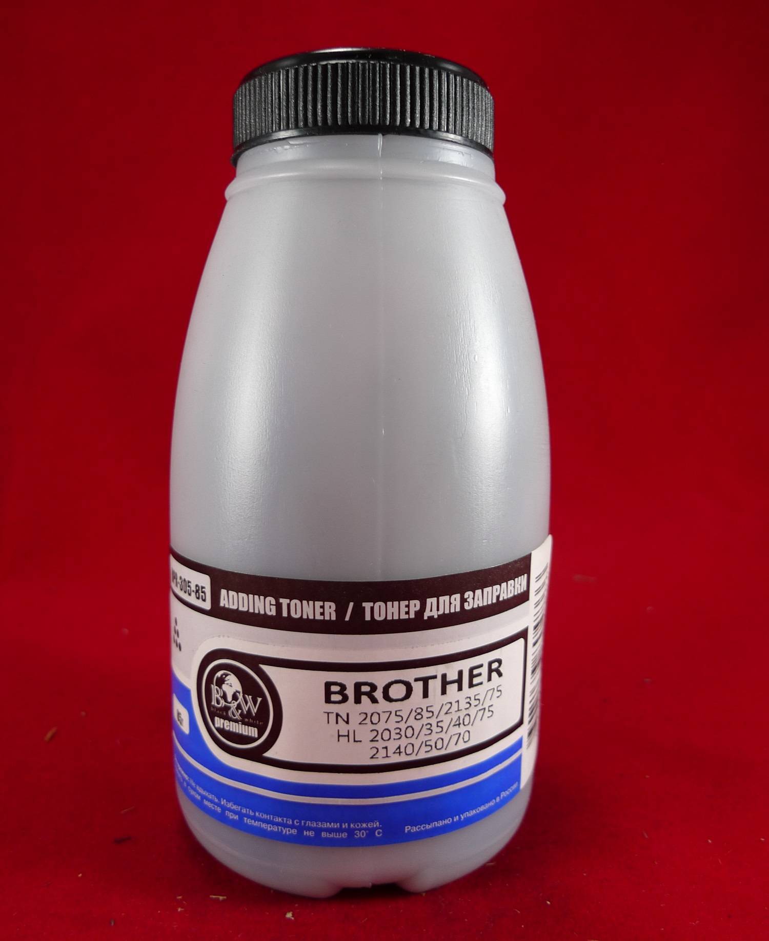Тонер Black&White BPR-305-85 Brother TN 2075/85/2135/75 HL 2030/35/40/75/2140/50/70 фл. 85г B&W Premium Tomoegawa фас.Россия