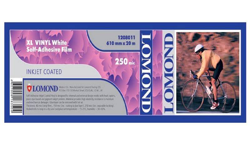 Пленка LOMOND сам. винил  610мм х 20м  250мкм втулка 2"/50,8мм (под заказ). Замена на 1208017( втулка 76мм)