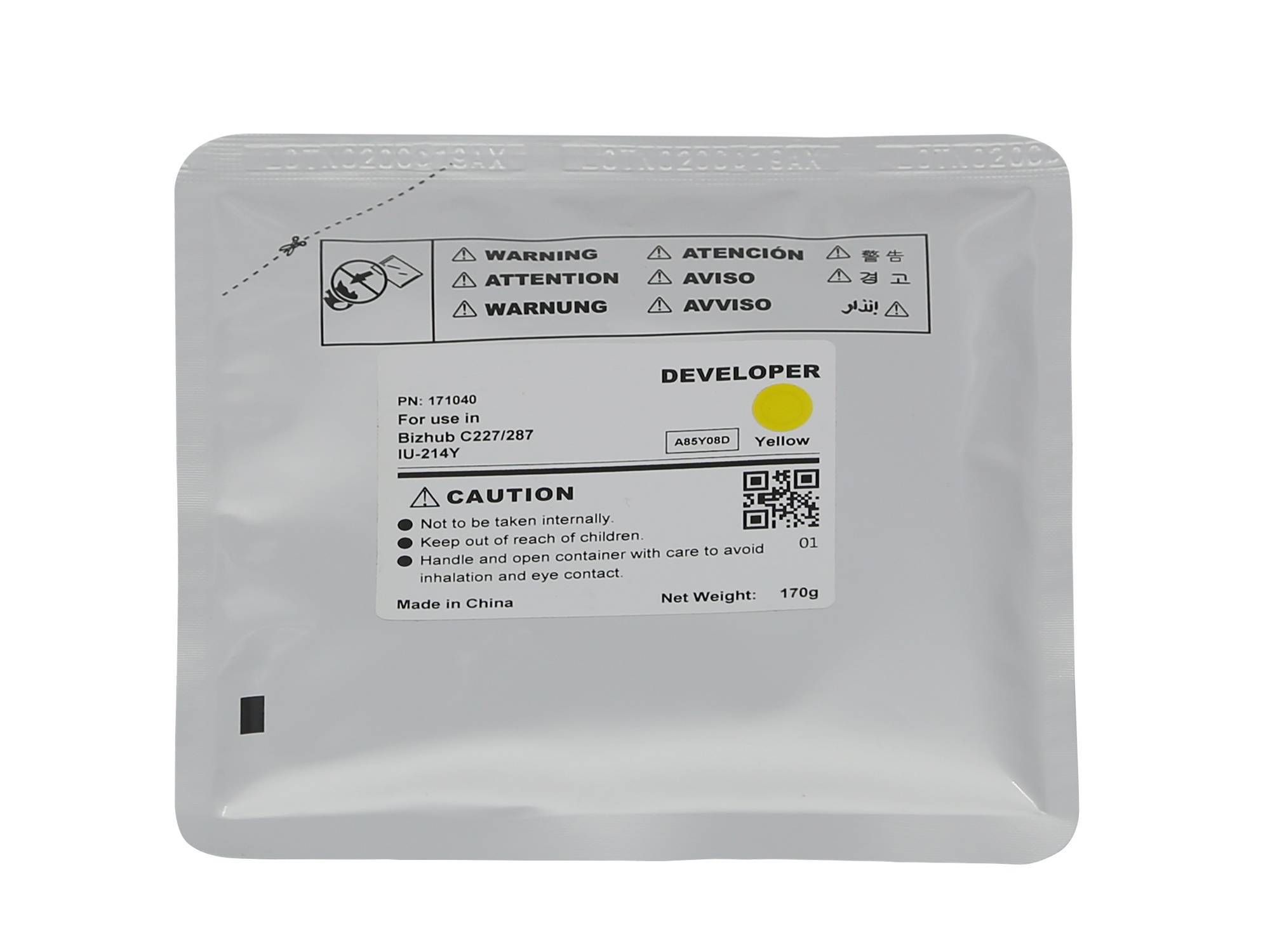 Девелопер для KONICA MINOLTA Bizhub C227/C287 Yellow 170г/90000 стр. (IU-214Y-Developer/A85Y08D) CET