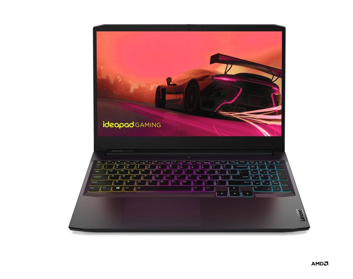 Ноутбук Lenovo Gaming3 15AСH6 15.6" FHD, AMD R5-5600H, 8Gb, 512Gb SSD, NVidia RTX3050 4Gb, no ODD, Win10, черный (82K200
