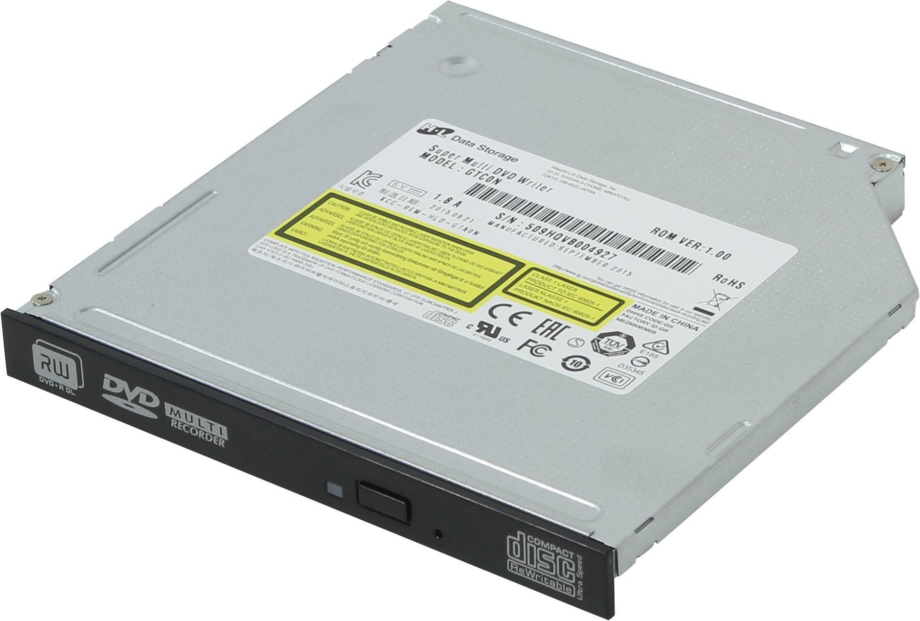 Оптический привод Slim DVD-RW LG GUD0N (SATA, внутренний, черный) OEM