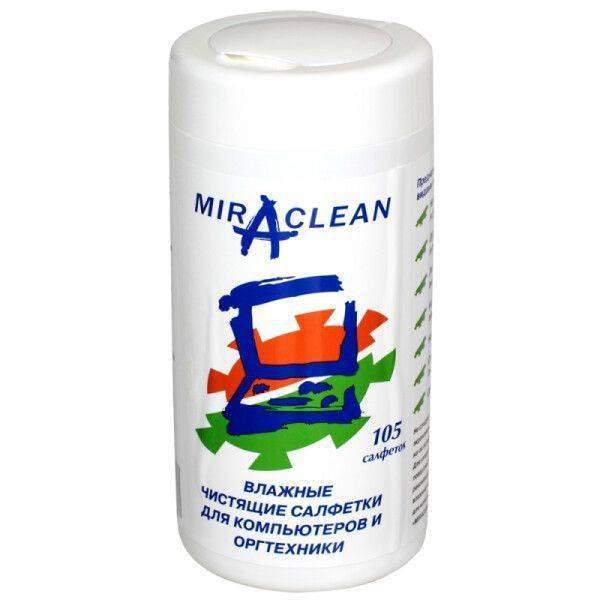 Салфетки Miraclean влажные для компьютеров и оргтехники (105 шт.), туба