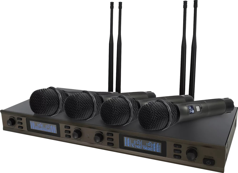 Микрофонная радиосистема Axelvox [DX800FC] UHF 650 - 758 MHz, цифровая модуляция, LCD дисплей, DSP, ручной микрофон - 4 шт.