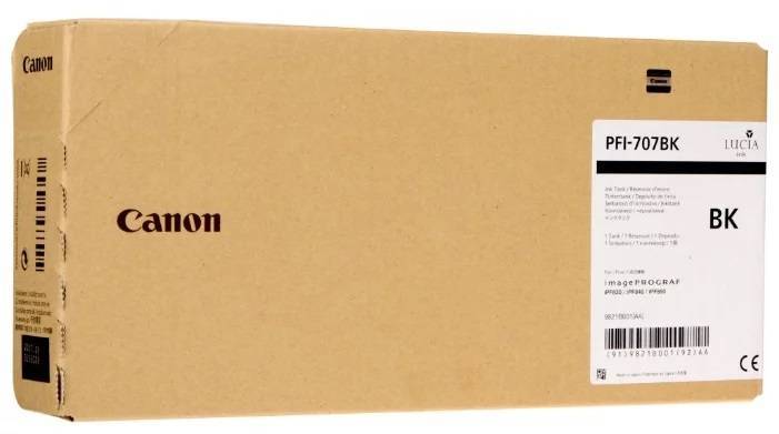 Картридж Canon PFI-707BK Canon для плоттера iPF830/840/850. Чёрный. 700 мл.