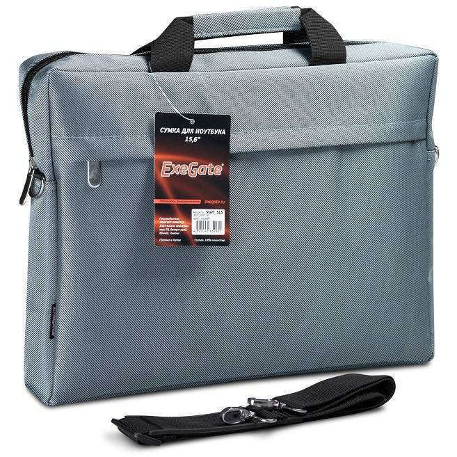 Сумка ExeGate Start S15 Grey, серая, полиэстер, для ноутбуков до 15.6"