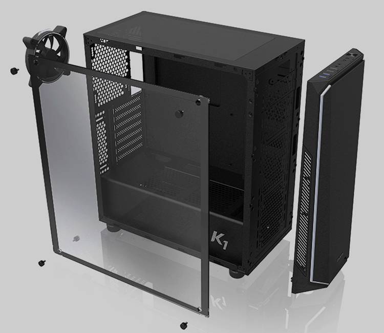 Корпус ZALMAN K1 (4xUSB, 2xAudio, 120мм FAN, прозрачная стенка, ATX, без БП) (K1 Rev.B)