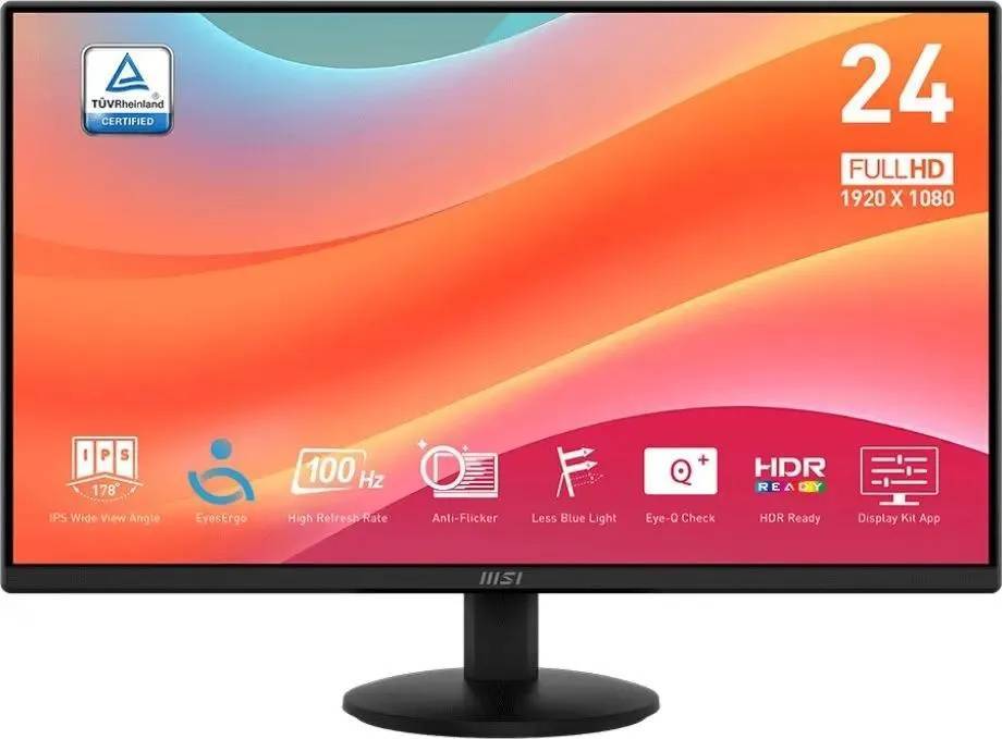 МОНИТОР 23.8" MSI PRO MP242L Black (IPS, 1920x1080, 100Hz, 4ms, 178°/178°, 250 cd/m², 1000:1, +HDMI, +DP)