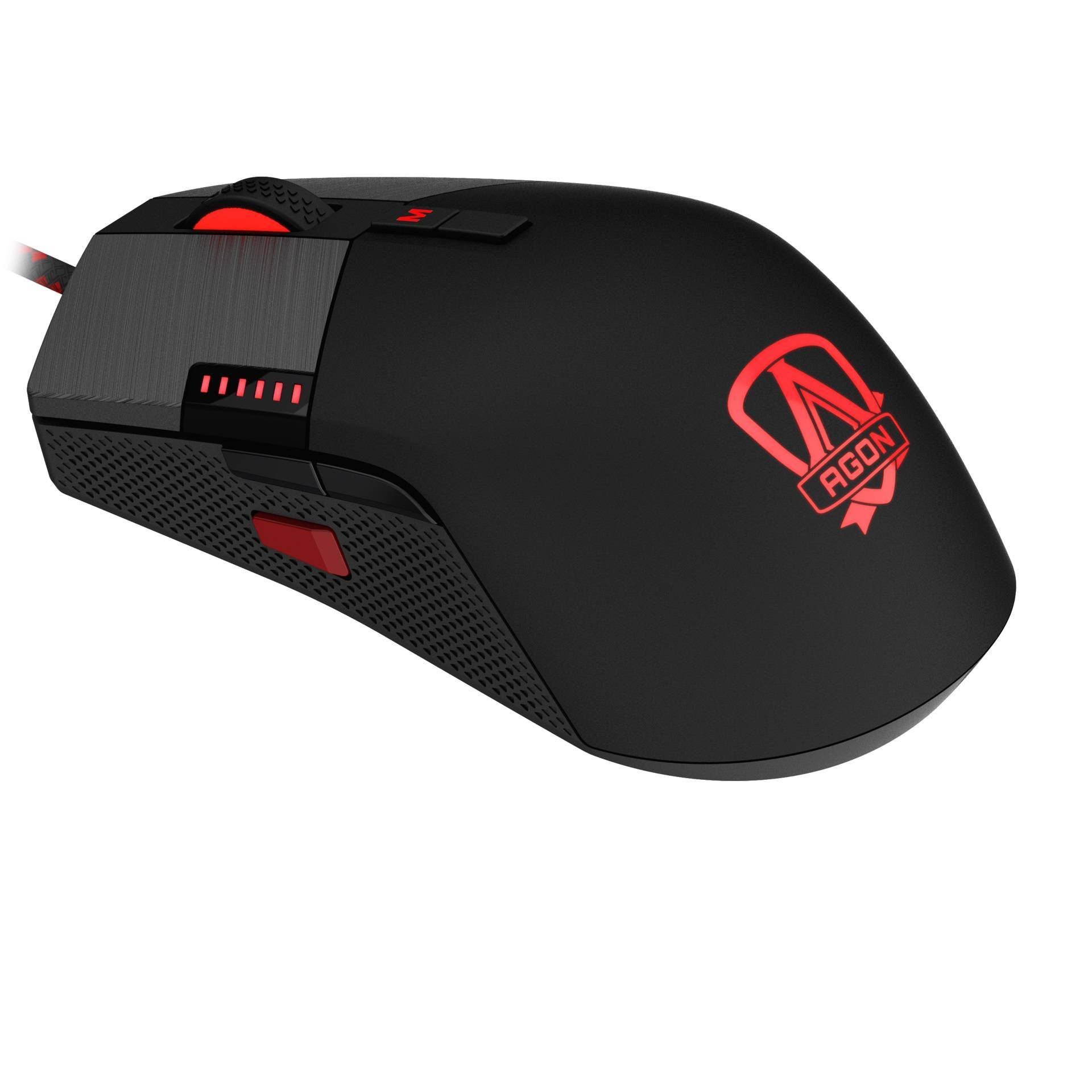 AOC Мышь игровая AGM700, RGB-подсветка, 8 клавиш, USB кабель 1,8 м, чёрный.