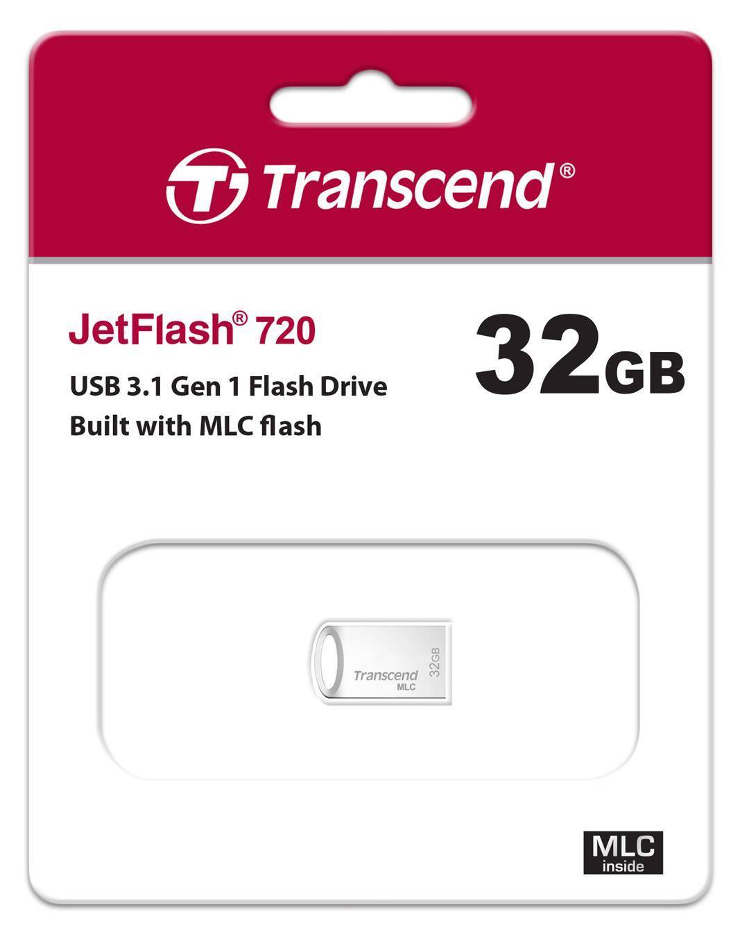 Флеш накопитель 32GB Transcend JetFlash 720S, USB 3.1, MLC, Cеребристый