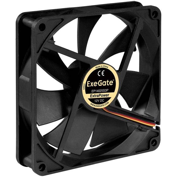 Вентилятор ExeGate ExtraPower EP14025S3P, 140x140x25 мм, Sleeve bearing (подшипник скольжения), 3pin, 1200RPM, 26dBA