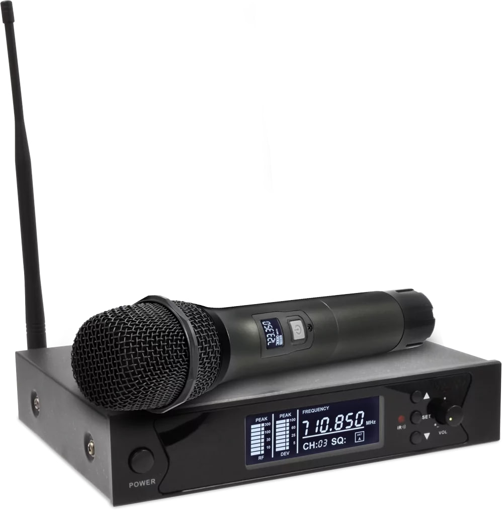 Микрофонная радиосистема Axelvox [DWS7000HT (ST Bundle)] UHF 710-726 MHz, 32 канала, LCD дисплей, ИК порт, ручной микрофон