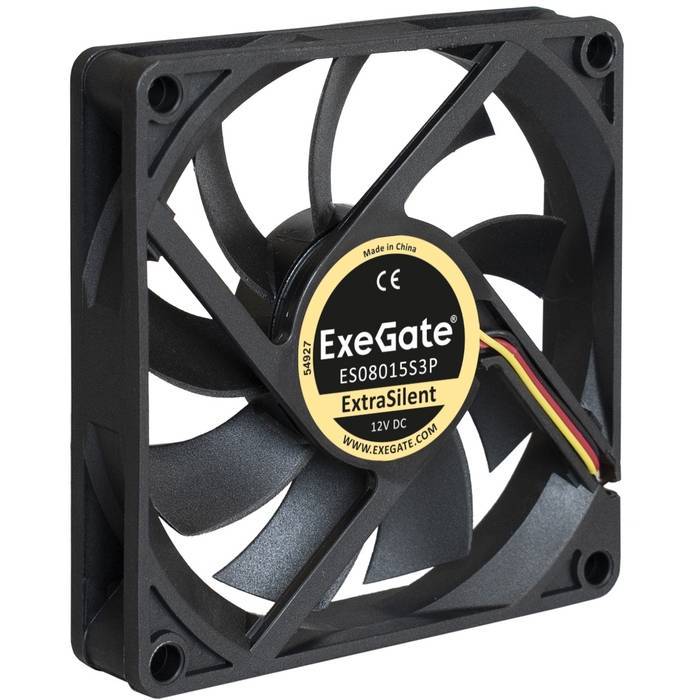Вентилятор ExeGate ExtraSilent ES08015S3P, 80x80x15 мм, Sleeve bearing (подшипник скольжения), 3pin, 1600RPM, 23dBA