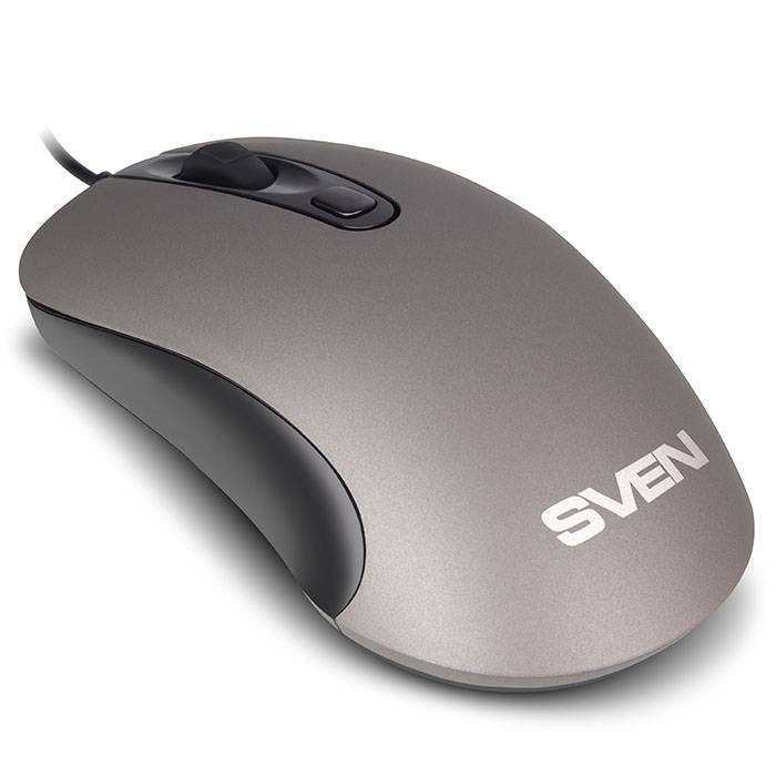 SVEN Мышь проводная RX-515S серая (бесшумн. клав, 3+1кл. 800-1600DPI, 1,5м., блист.)