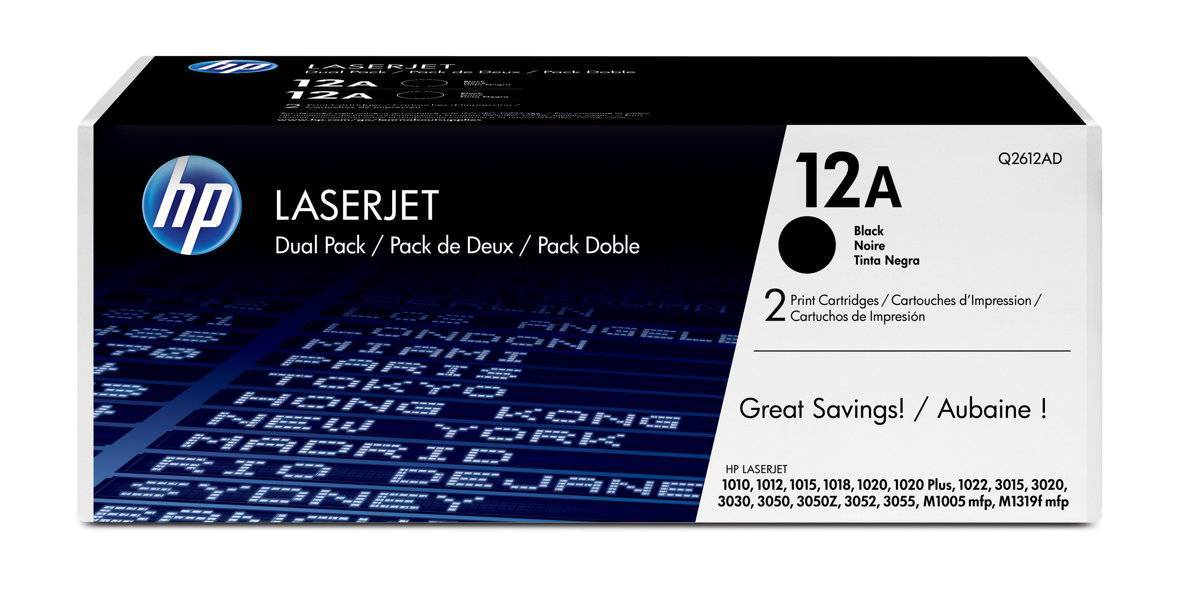 Q2612AF - Картридж HP 12A Black Dual Pk LJ Toner Cartridge для HP LaserJet 1010/1012/1015/1018/1020/1022/3015/3020/3030/3050/3052/3055/M1005 MFP/M1319 MFP
