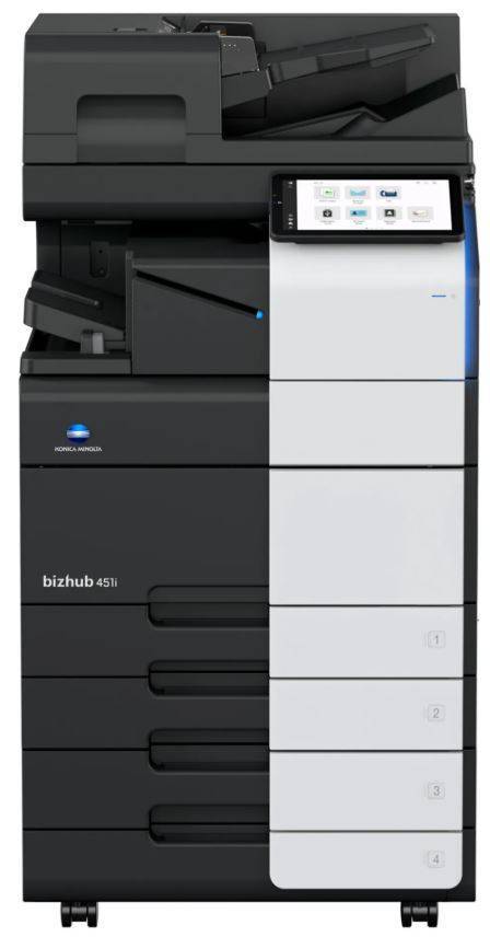МФУ Konica Minolta bizhub 451i (МФУ, A3, 45 стр./мин, DADF, 10,1" панель, 2x500 л, без картриджей, без кабеля питания, запуск АСЦ платно)