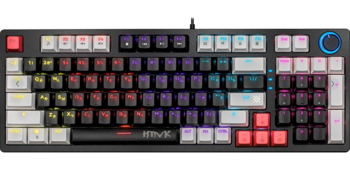 Клавиатура проводная DEFENDER Hawk (Ястреб) GK-418 черный/белый (USB, 97 клавиши) (45419)