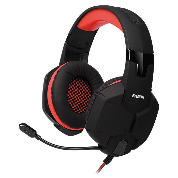 SVEN AP-G988MV черно-красный {с полноразмерными наушниками закрытого типа, встроенный регулятор громкости, подключение: 2 x mini jack 3.5 mm, частота воспроизведения 20-20000 Гц}