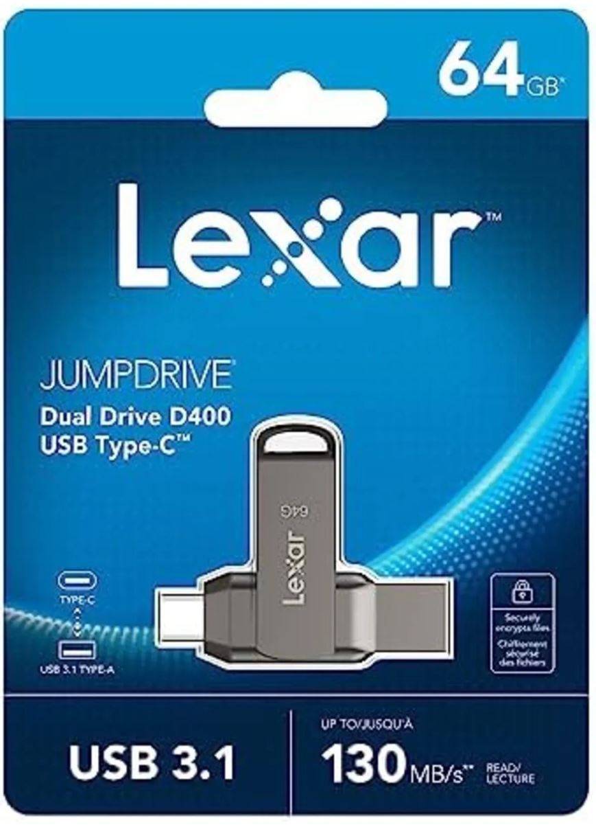 LJDD400064G-BNQNG Флеш накопитель 64GB Lexar 2-in-1 USB 3.1 Gen1 USB C, OTG, USB 3.1 Gen1/Type-C, металл/пластик, 130 M