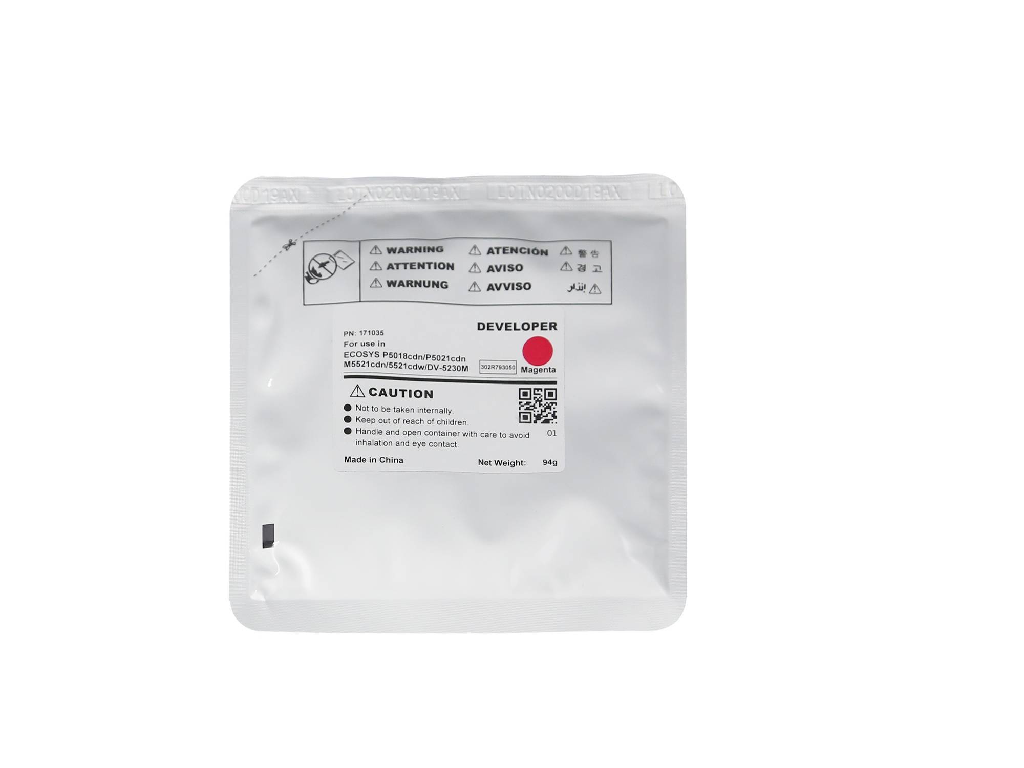Девелопер для KYOCERA ECOSYS M5521cdn/P5021cdn/M5526cdw Magenta, 94г, 100000 стр. (DV-5230M/302R793050) CET