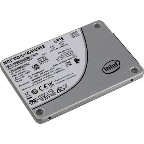 Твердотельный диск 1920GB Intel D3-S4510 Series, 2.5" 7mm, SATA3, [R/W - 560/510 MB/s], TBW 7100, DWPD 2, TLC