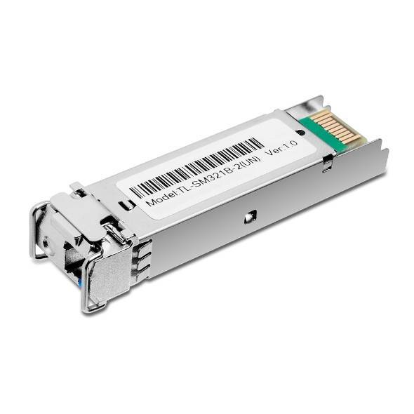 Трансивер SFP TP-Link TL-SM321B-2, 1000Base-BX WDM Bi-Directional SFP module, TX: 1310 nm and RX: 1550 nm, 1 LC Simplex port, up to 2 km transmission distance in 9/125 ?m SMF (Single-Mode Fiber), Supports Digital Diagnostic Monitoring (DDM).
