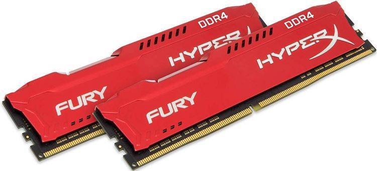 Модуль памяти Kingston 16GB 3200МГц DDR4 CL18 DIMM (Kit of 2) 1R*8 HyperX FURY Red