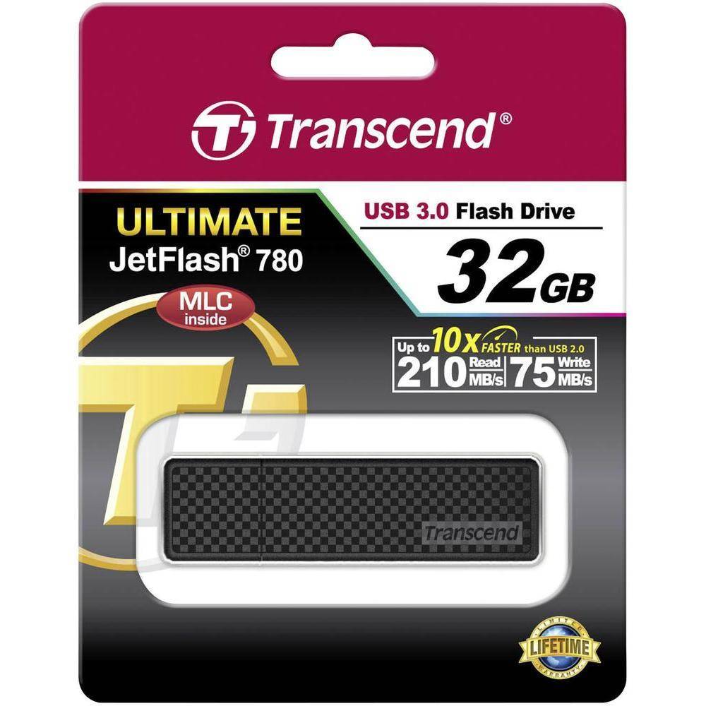 Флеш накопитель 32GB Transcend JetFlash 780, USB 3.1, Черный/Хром