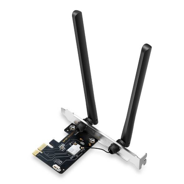 Сетевой адаптер WiFi PCIe Mercusys MA86XE, AXE5400 Tri-Band Wi-Fi 6E Bluetooth PCI Express Adapter, 2402 Mbps at 6 GHz + 2402 Mbps at 5 GHz + 574 Mbps at 2.4 GHz, 2 High Gain Tri-Band Ext. Antennas, Wi-Fi 6E, MU-MIMO, OFDMA, 1024 QAM, HE160, WPA3, Bluetooth5.2, Intel Wi-Fi6E Chipse