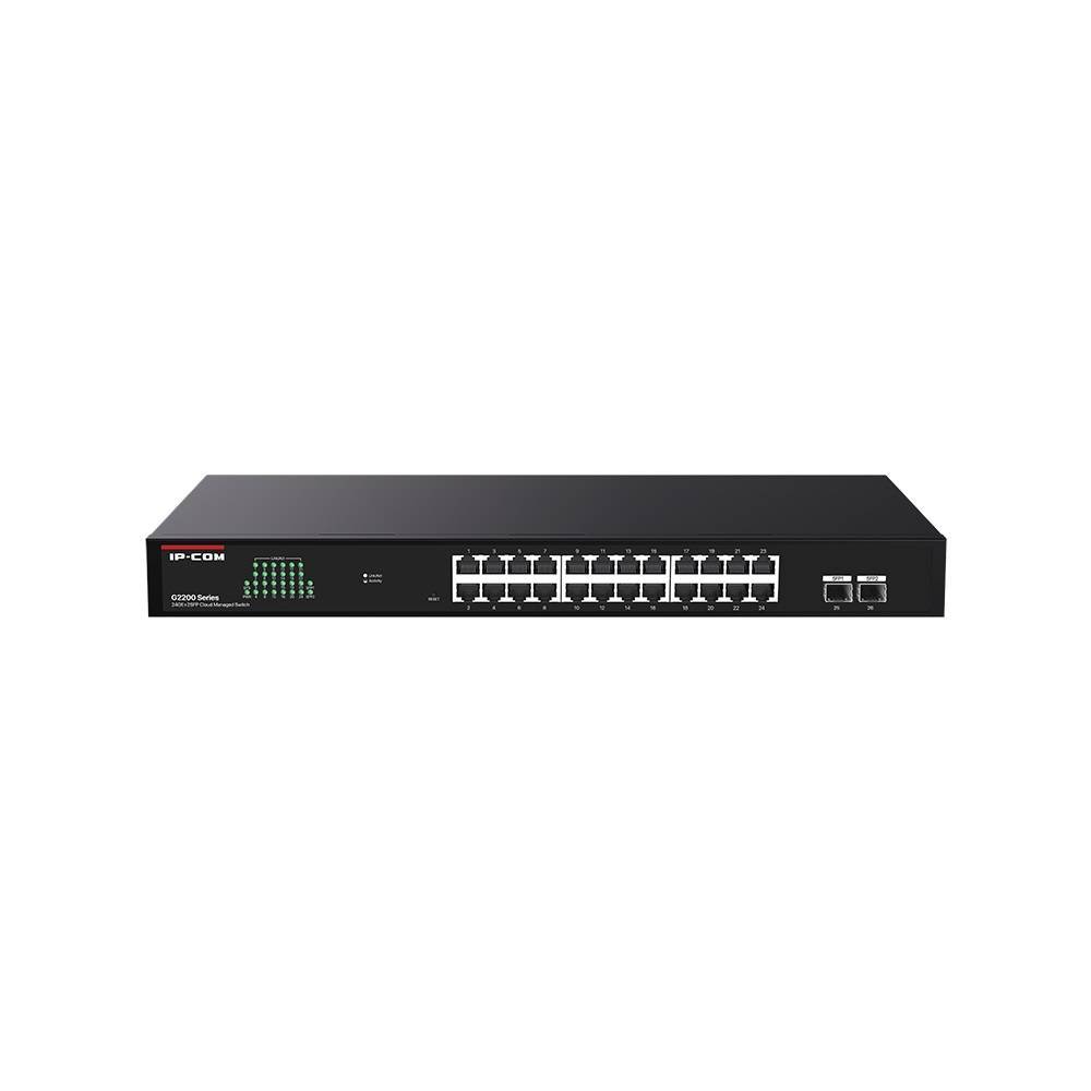 Коммутатор управляемый IP-COM G2226F, 24x1 Гбит/с, SFP 2x1 Гбит/с, черный
